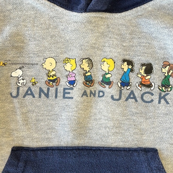 Janie and jack peanuts snoopy Charlie Brown navy and gray hoodie sweatshirt - Picture 2 of 5